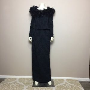 RICKI FREEMAN TERI JON FORMAL SKIRT SUIT FEATHERS